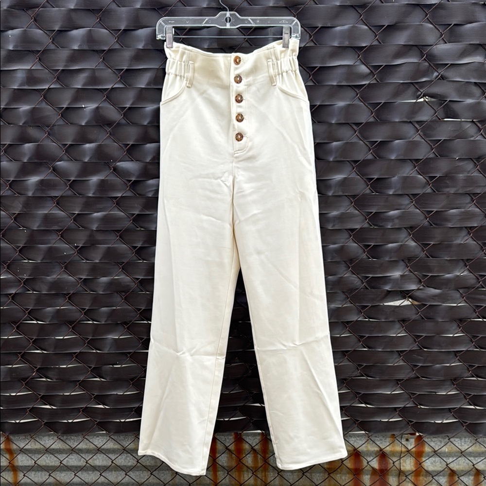 Sezane Cream Boot Cut Pants